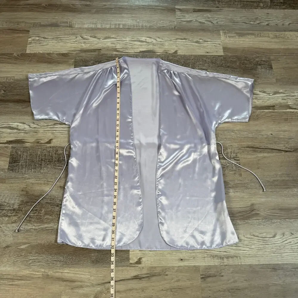 Vintage 90S California Dynasty Lilac Satin Robe Slip Peignoir Set Brisal USA M/S